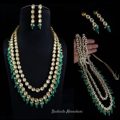 Gold Plated Beads Kundan Choker Necklace
