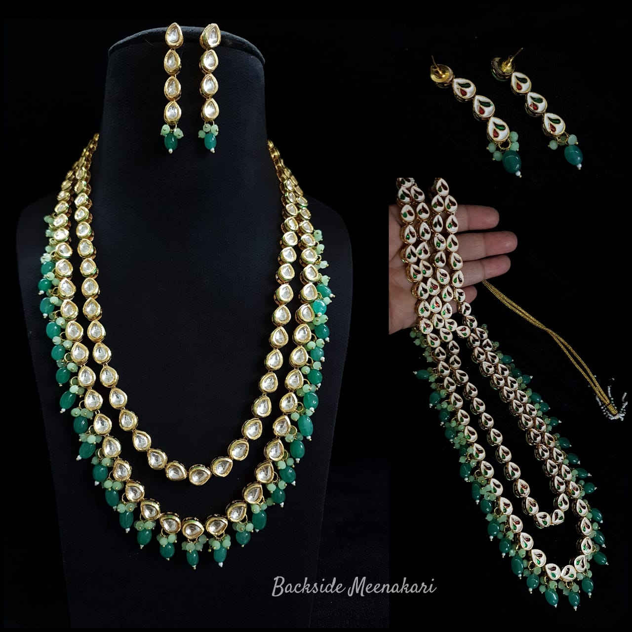 Gold Plated Beads Kundan Choker Necklace