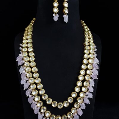 Gold Plated Beads Kundan Choker Necklace