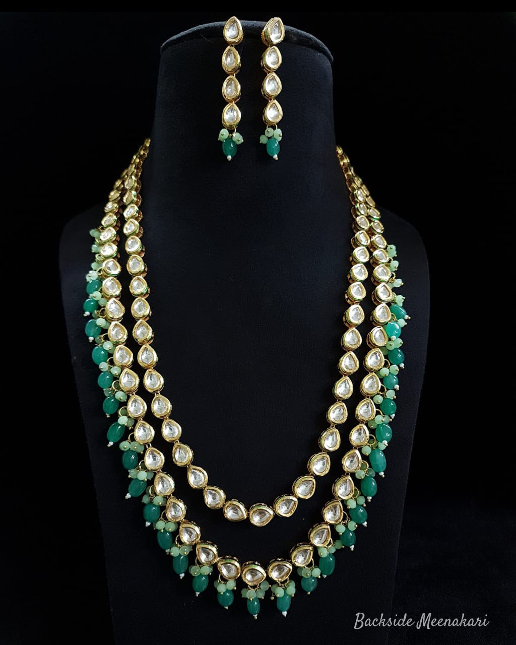 Gold Plated Beads Kundan Choker Necklace - Image 2