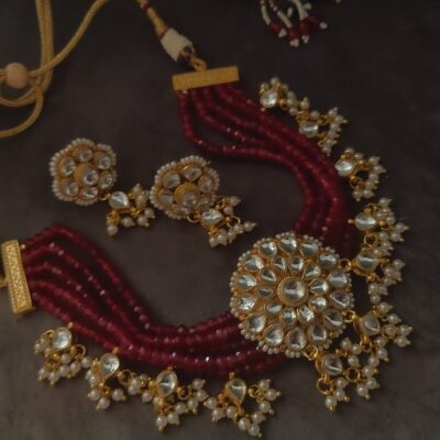Kundan Choker Set/Indian Jewelry/Bridal Jewelry/Festive Necklace Set/Partywear Choker Set/Wedding Jewelry Set