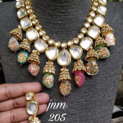 Kundan Choker Set/Indian Jewelry/Bridal Jewelry/Festive Necklace Set/Partywear Choker Set/Wedding Jewelry Set