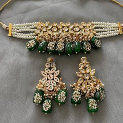 Gold Plated Wedding Jewellery Kundan Necklace Set