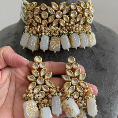 Gold Plated Wedding Jewellery Kundan Necklace Set