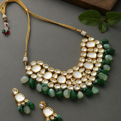 Gold Plated Wedding Jewellery Kundan Necklace Set