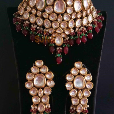 Gold Plated Wedding Jewellery Kundan Necklace Set