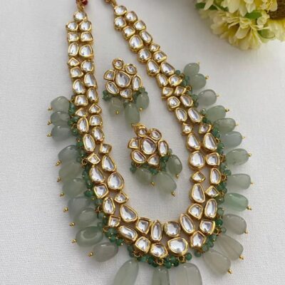Gold Plated Wedding Jewellery Kundan Necklace Set For Women