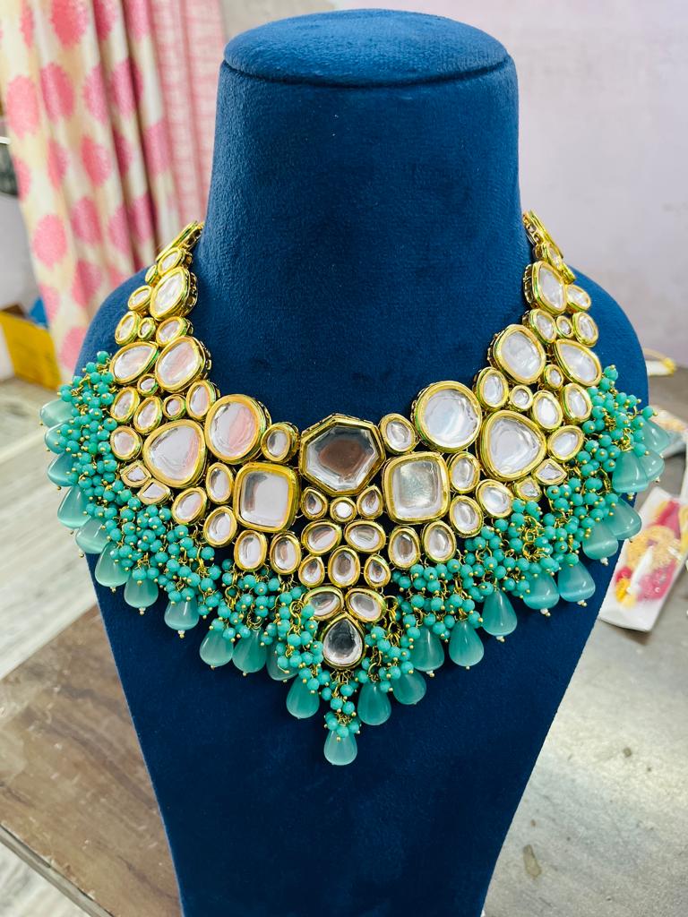 Gold Plated Bridal Jewellery Set With Earrings & Maangtika - Image 3