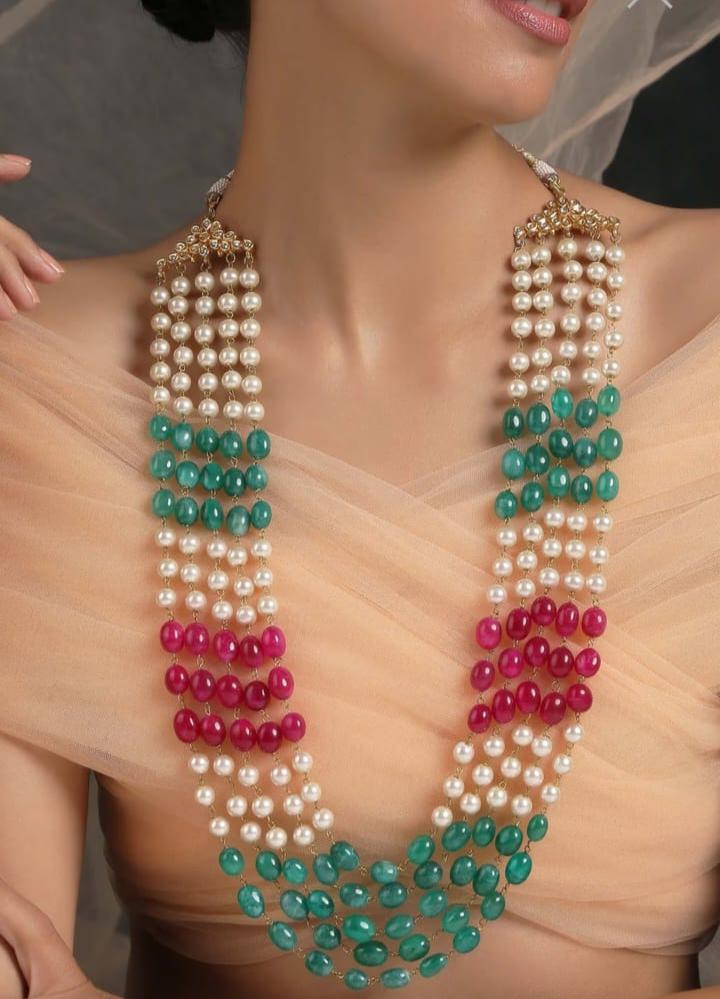 Tiered Necklace with Semi-Precious Beads - Image 2
