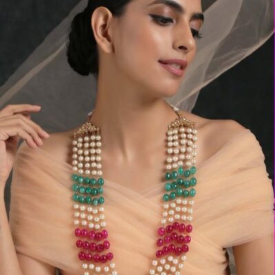 Tiered Necklace with Semi-Precious Beads