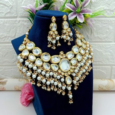 Gold Plated Bride Kundan Necklace Set