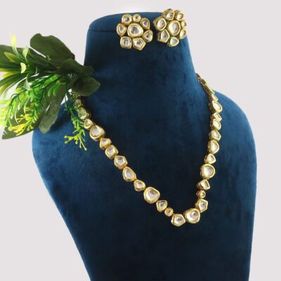 Gold Plated Kundan Necklace Set