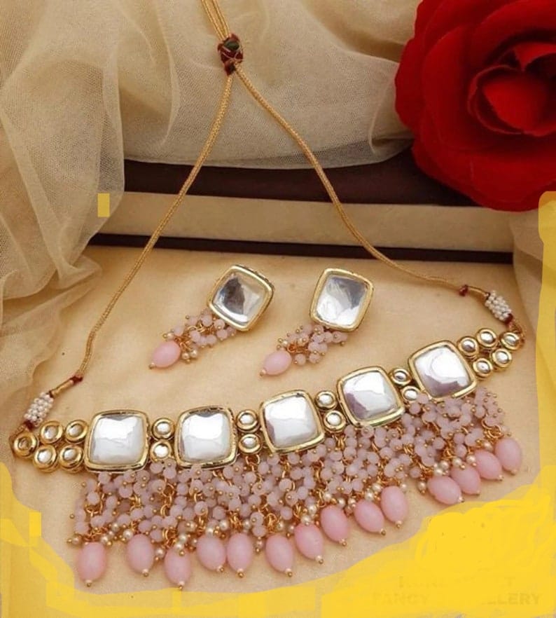 Gold Plated Kundan Necklace Set - Image 2