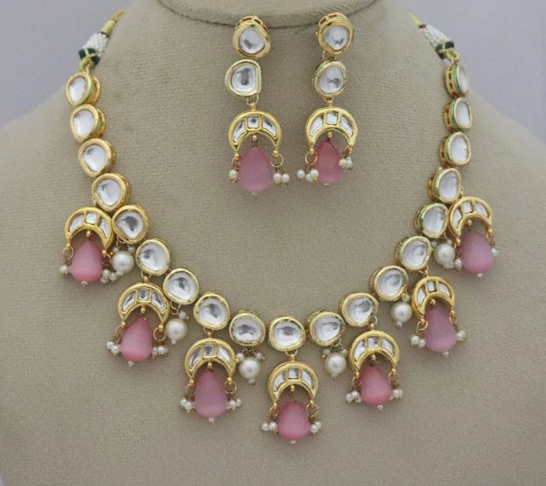 Gold Plated Kundan Necklace Set - Image 3