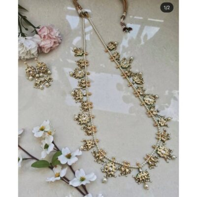 Gold Plated Kundan & Pearl Necklace Set