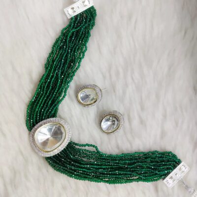 Victorian Uncut Polki Faux Diamond Necklace set