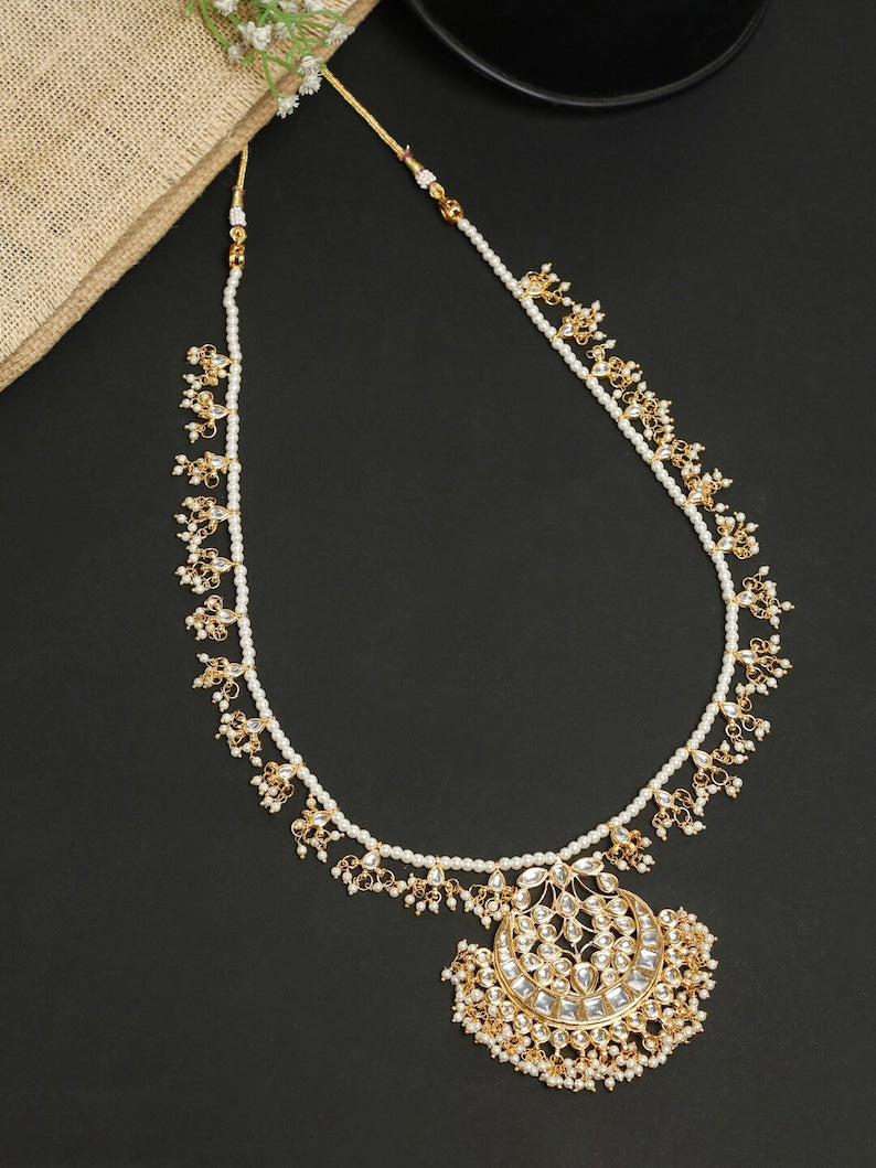 Long Kundan Pearl bead Necklace