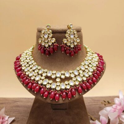 Gold Plated Kundan Necklace Set