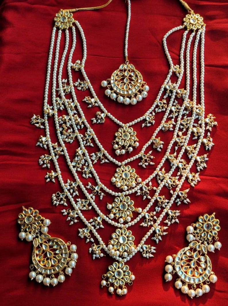Sabyasachi Inspired Designer Tanjore Kundan Necklace Haar Set - Image 2
