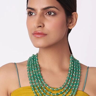 Pearl & Emerald Mala Necklace
