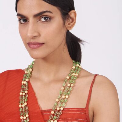 Pearl & Emerald Mala Necklace