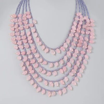 Pink & Purple Beaded Long Necklace
