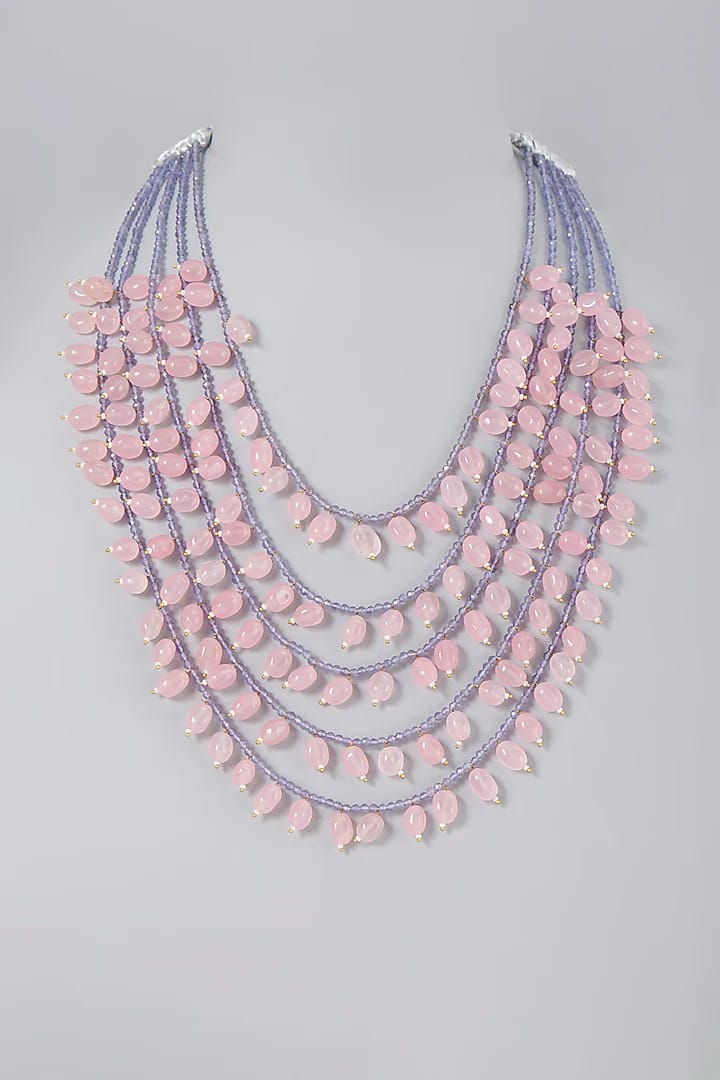 Pink & Purple Beaded Long Necklace