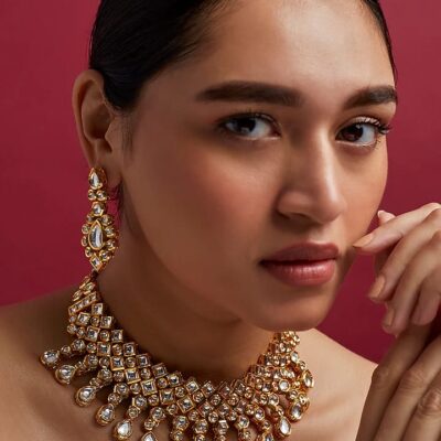 Meenakari Gold Plated Tika Earring Jewellery set