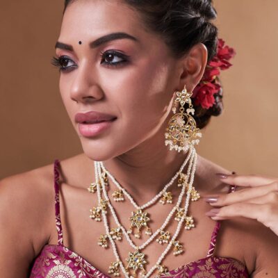 Gold Plated Kundan Polki Necklace Set