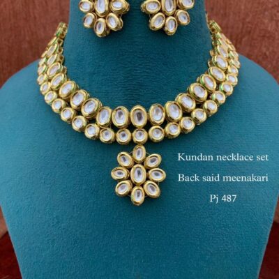 Gold Plated Kundan Polki Choker Necklace Set