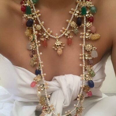 Multi Stone And Kundan Jewellery Necklace Set In Mix Metal