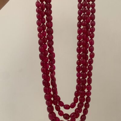 Long Ruby Red Necklace Set