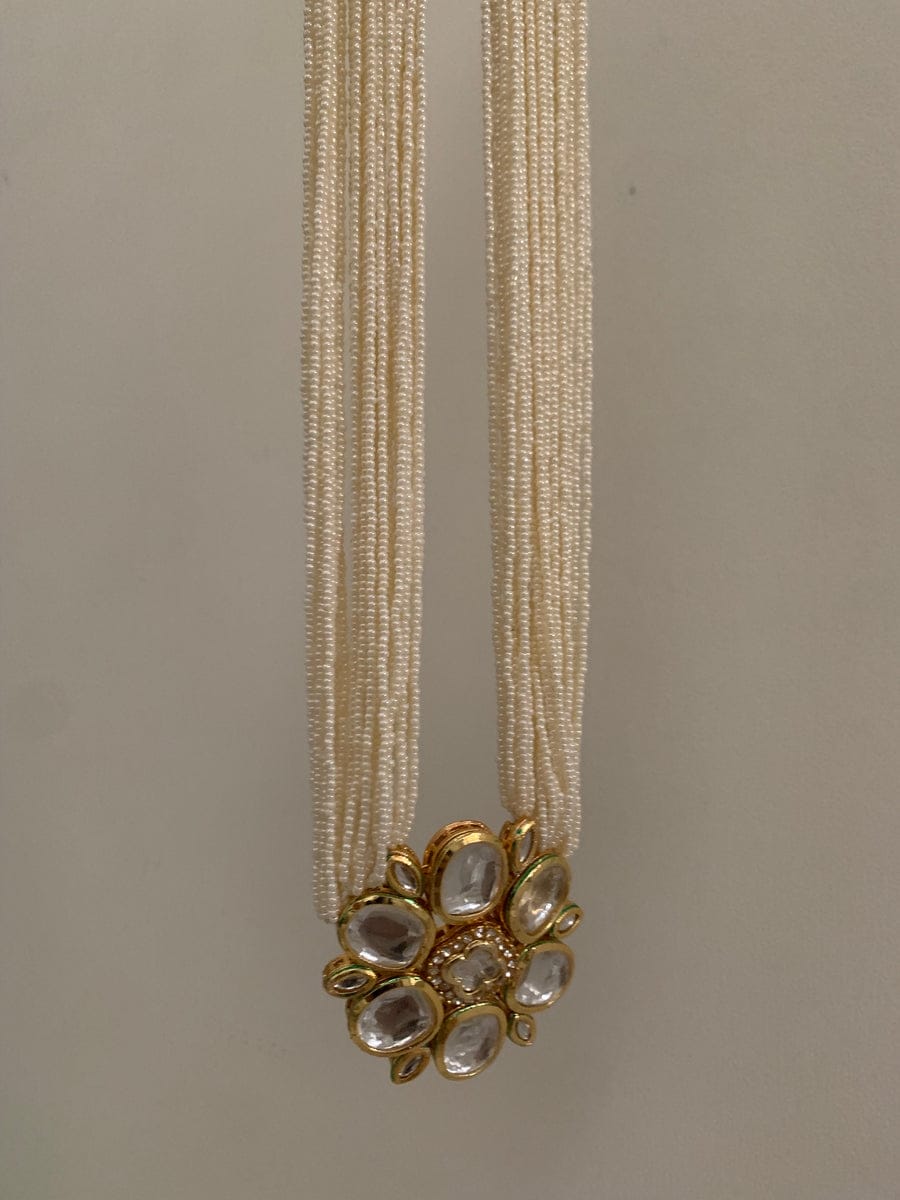 Polki Pearl Long Necklace & Earring Set - Image 2