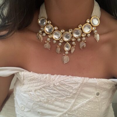 Kundan Pearl Long Necklace & Earring Set