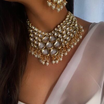 Kundan Pearl Long Necklace & Earring Set