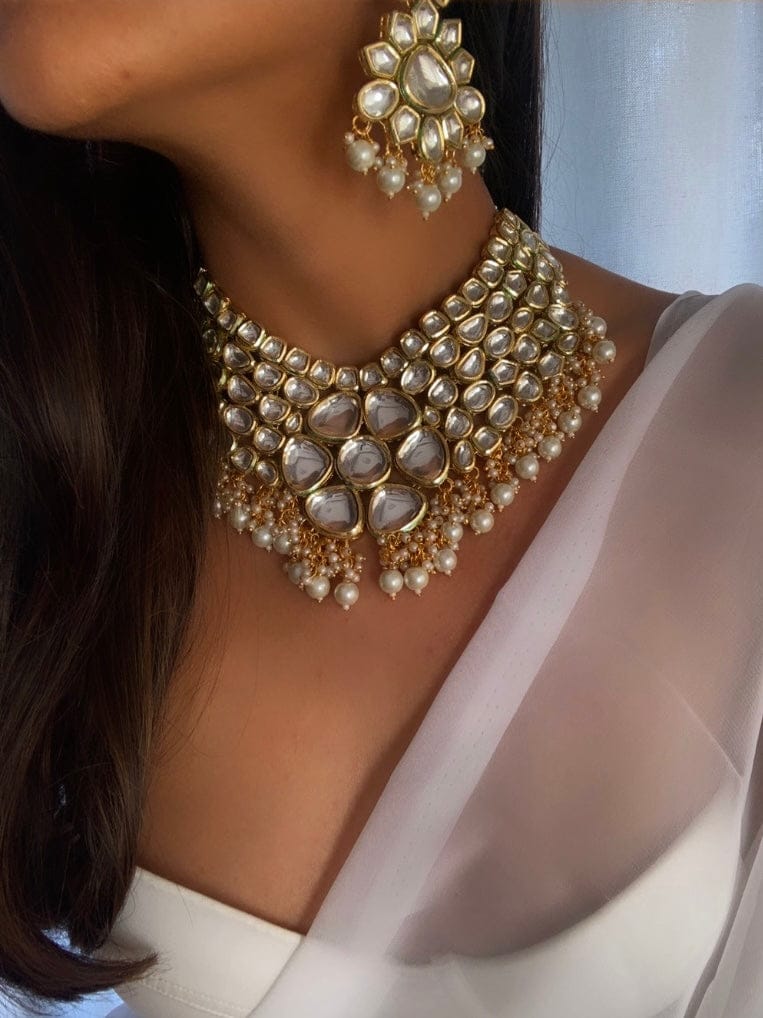 Kundan Pearl Long Necklace & Earring Set