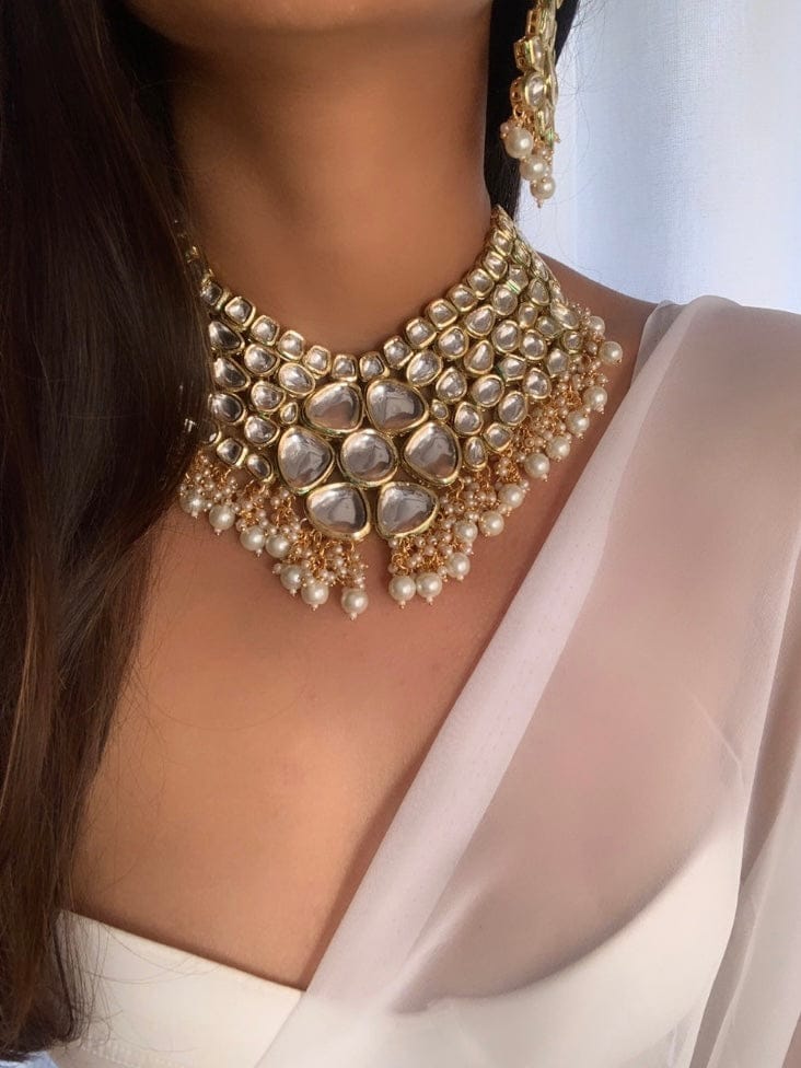 Kundan Pearl Long Necklace & Earring Set - Image 2