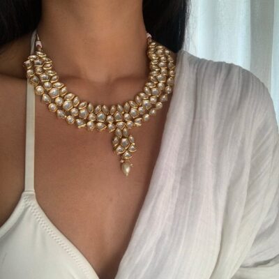 Kundan Pearl Long Necklace & Earring Set