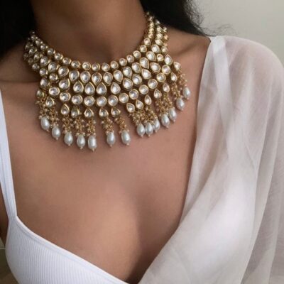 Kundan Jewellery Necklace Set In Mix Metal