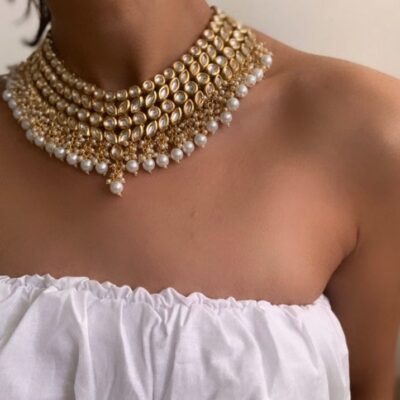 Kundan Jewellery Necklace Set In Mix Metal