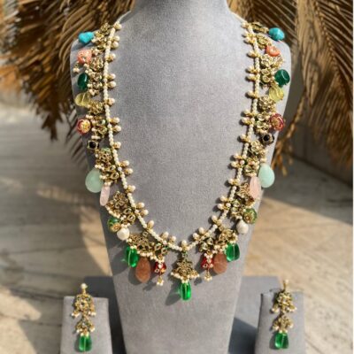 Multi Stone And Kundan Jewellery Necklace Set In Mix Metal