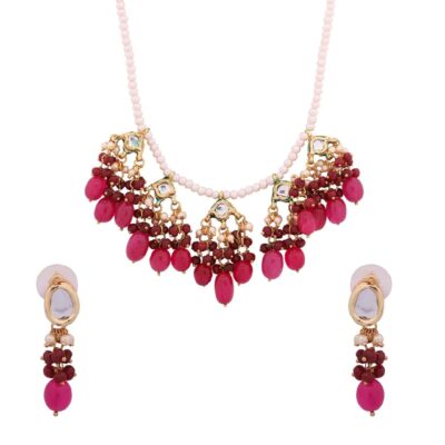 Stone-Studded Necklace & Earrings Set