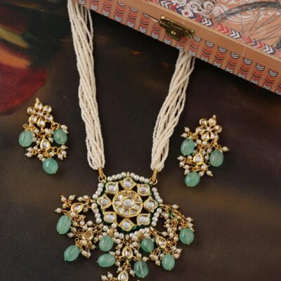 Tanjore Semiprecious Stone Kundan Necklace