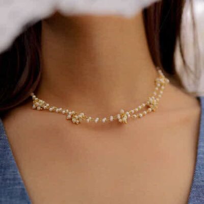 Gold-Plated Kundan Pearl Stone Necklace