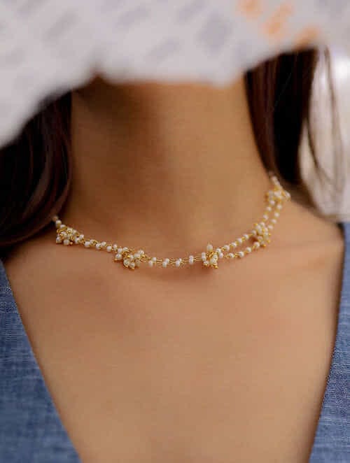 Gold-Plated Kundan Pearl Stone Necklace