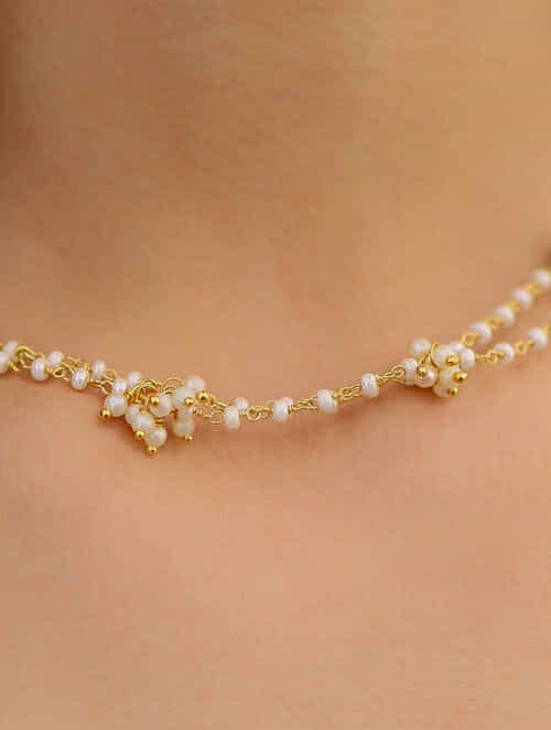 Gold-Plated Kundan Pearl Stone Necklace - Image 2