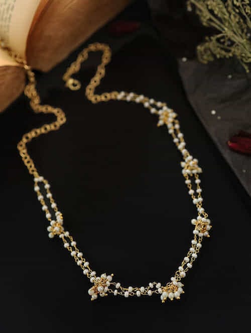 Gold-Plated Kundan Pearl Stone Necklace - Image 3