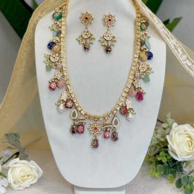 Tanjore Semiprecious Stone Kundan Necklace