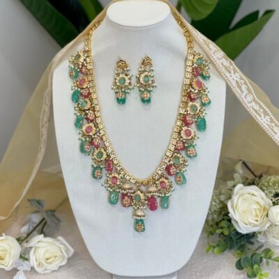 Tanjore Semiprecious Stone Kundan Necklace