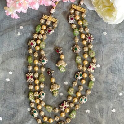 Tanjore Semiprecious Stone Kundan Necklace